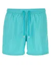 Fedeli Turquoise Polyester Swimming Shorts In Multi
