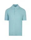 Fedeli Turquoise Light Cotton Piquet Polo Shirt In Blue
