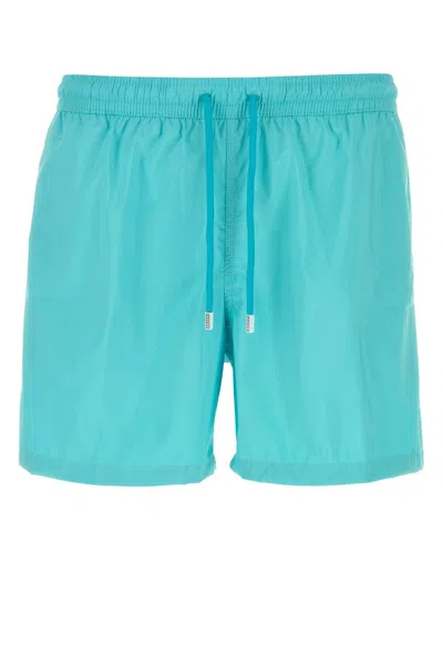 Fedeli Turquoise Polyester Swimming Shorts In Blue