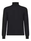 Fedeli Turtleneck Sweater In Virgin Wool And Cashmere Blend In Black