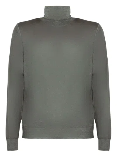 Fedeli Turtleneck Ribbed-trims Sweater In Green