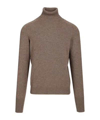 Fedeli Cashmere Roll-neck Sweater In Brown