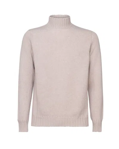 Fedeli Turtleneck Sweater In Virgin Wool And Cashmere Blend In Beige