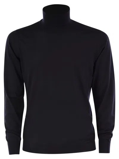 Fedeli Turtleneck Sweater In Virgin Wool In Black