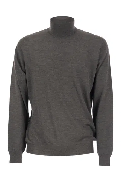 Fedeli Turtleneck Sweater In Virgin Wool In Grey