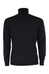 Fedeli Turtleneck Sweater In Virgin Wool In Night Blue