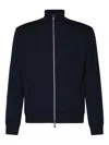 Fedeli Paros Reversible Full Zip Stretch Bomber Sweater In Navy In Blue