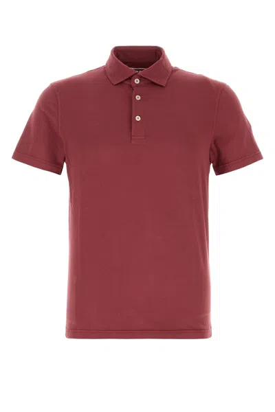 Fedeli Tyrian Purple Stretch Cotton Polo Shirt In Burgundy