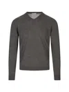 Fedeli V넥 울 스웨터 In Gray