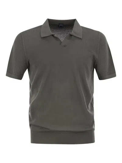 Fedeli Giza Cotton Short-sleeved Polo Shirt In Military Green