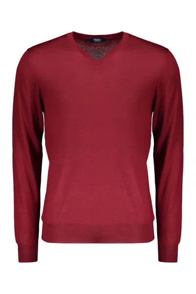 Fedeli V-neck Sweater In Red