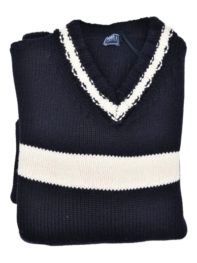Fedeli V-neck Wool Sweater In Black