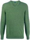 Fedeli V-neck.cashmere Jumper In Green