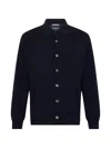 Fedeli Virgin Wool Button-up Sweater In Blue