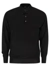 Fedeli Three-button Virgin Wool Polo Shirt In Black