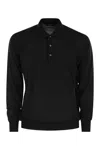 Fedeli Three-button Virgin Wool Polo Shirt In Black