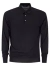 Fedeli Three-button Virgin Wool Polo Shirt In Blue