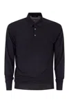 Fedeli Three-button Virgin Wool Polo Shirt In Blue