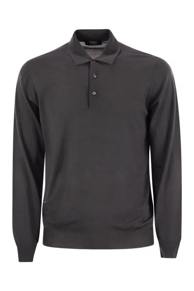 Fedeli Virgin Wool Polo Shirt In Gray