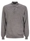 Fedeli Three-button Virgin Wool Polo Shirt In Grey