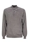Fedeli Three-button Virgin Wool Polo Shirt In Grey