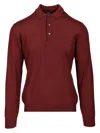 Fedeli Virgin Wool Polo Shirt Knitwear Bordeaux In Burgundy