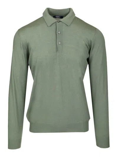 Fedeli Virgin Wool Polo Shirt Knitwear Green