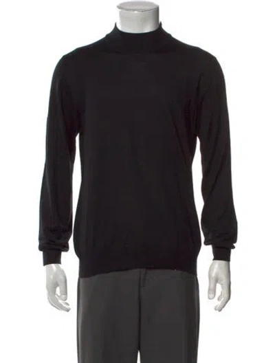 Pre-owned Fedeli Virgin Wool Turtleneck Pullover In Black
