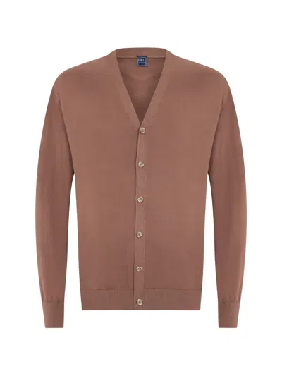 Fedeli V-neck Cardigan In Brown