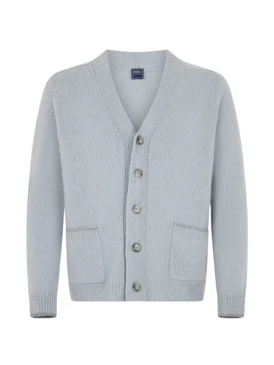 Fedeli V-neck Cashmere Cardigan In Blue