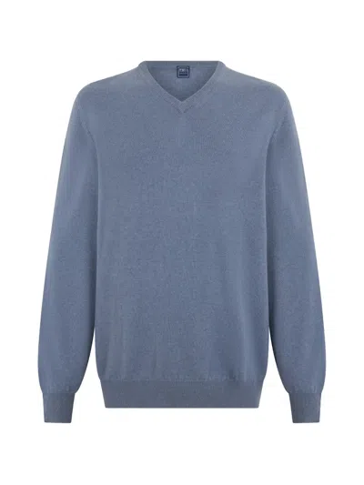 Fedeli V-neck Cashmere Sweater In Blue