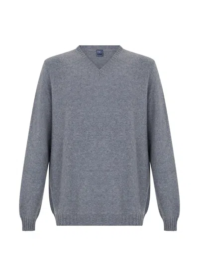 Fedeli V-neck Cashmere Sweater In Gray
