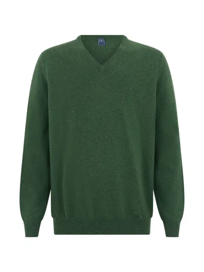 Fedeli V-neck Cashmere Sweater In Green