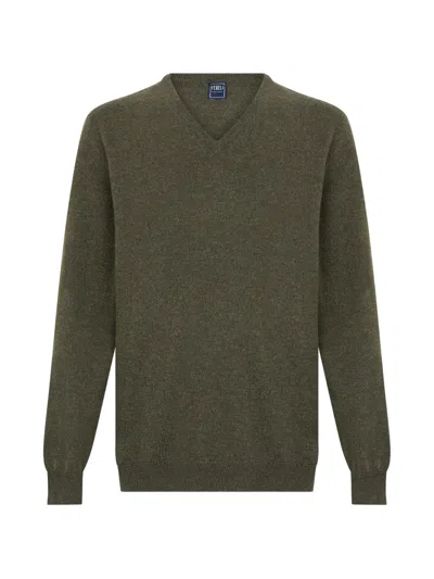 Fedeli V-neck Cashmere Sweater In Green