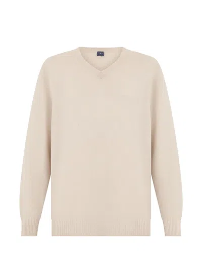 Fedeli V-neck Cashmere Sweater In Neutral