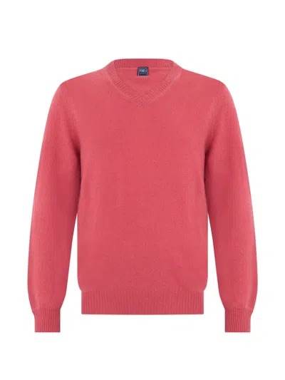 Fedeli V-neck Cashmere Sweater In Pink