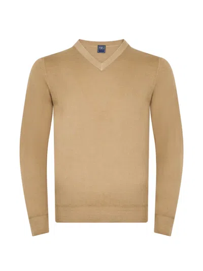 Fedeli V-neck Long-sleeve Sweater In Neutral