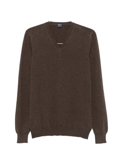 Fedeli V-neck Ribbed-trim Sweater In Multi
