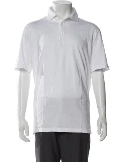 Pre-owned Fedeli V-neck Short Sleeve Polo Shirt In White