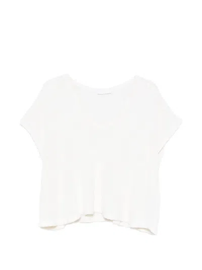 Fedeli V-neck Short-sleeve Sweater In White