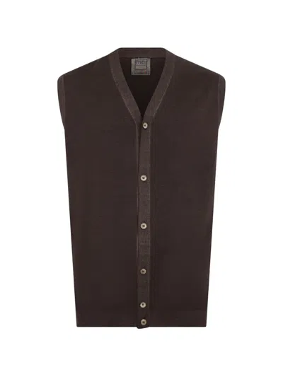 Fedeli V-neck Vest In Brown