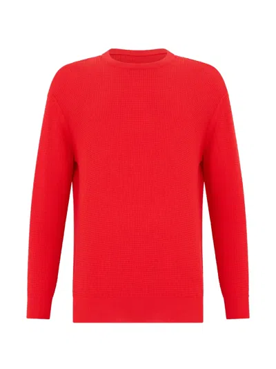 Fedeli Waffle-knit Cotton Sweater In Red