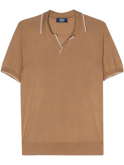 Fedeli Wave Polo Shirt In Brown