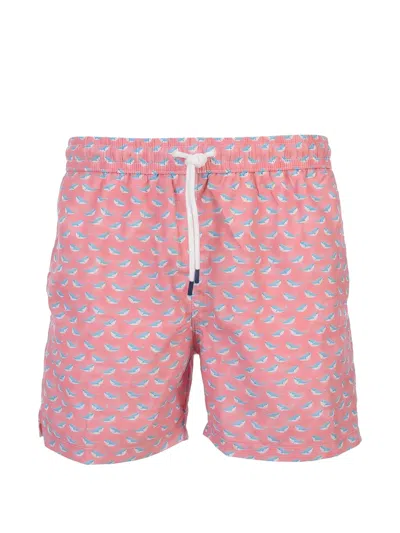 Fedeli Whale-print Swim Shorts In Pink