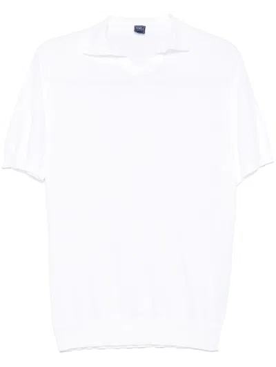 FEDELI WHITE COTTON POLO SHIRT