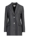 Fedeli Woman Blazer Charcoal Size 6 Virgin Wool, Polyamide, Polyester In Grey
