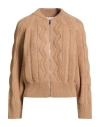 Fedeli Woman Cardigan Camel Size 6 Cashmere In Sand