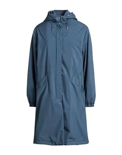 Fedeli Woman Coat Slate Blue Size 8 Polyester In Animal Print