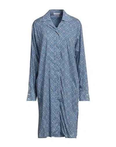 Fedeli Woman Midi Dress Blue Size 10 Cotton, Elastane