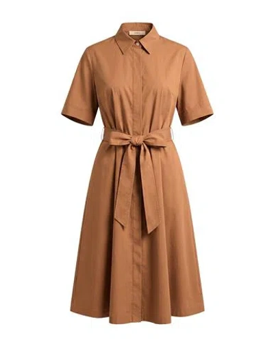 Fedeli Woman Midi Dress Camel Size 6 Cotton In Beige